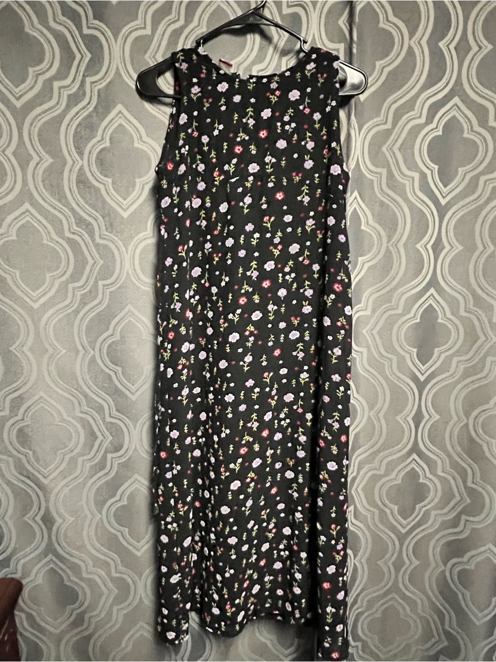 Black Floral Sleeveless Midi Dress - Casual Everyday